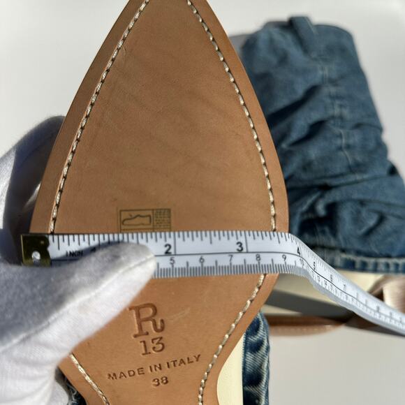 R13 Mid Cowboy Boots with Denim Sleeve Shaft Indigo Blue Ivory Size 38 NIB $1395 - Picture 11 of 16